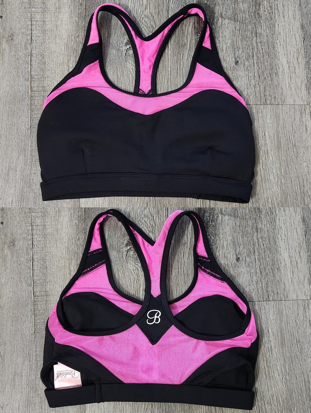 Rare!Bombshell Sportswear Black & Pink Racerback Sports Bra